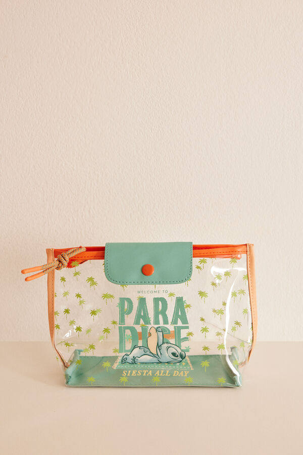 Womensecret Mini neceser tranparente Stitch verde