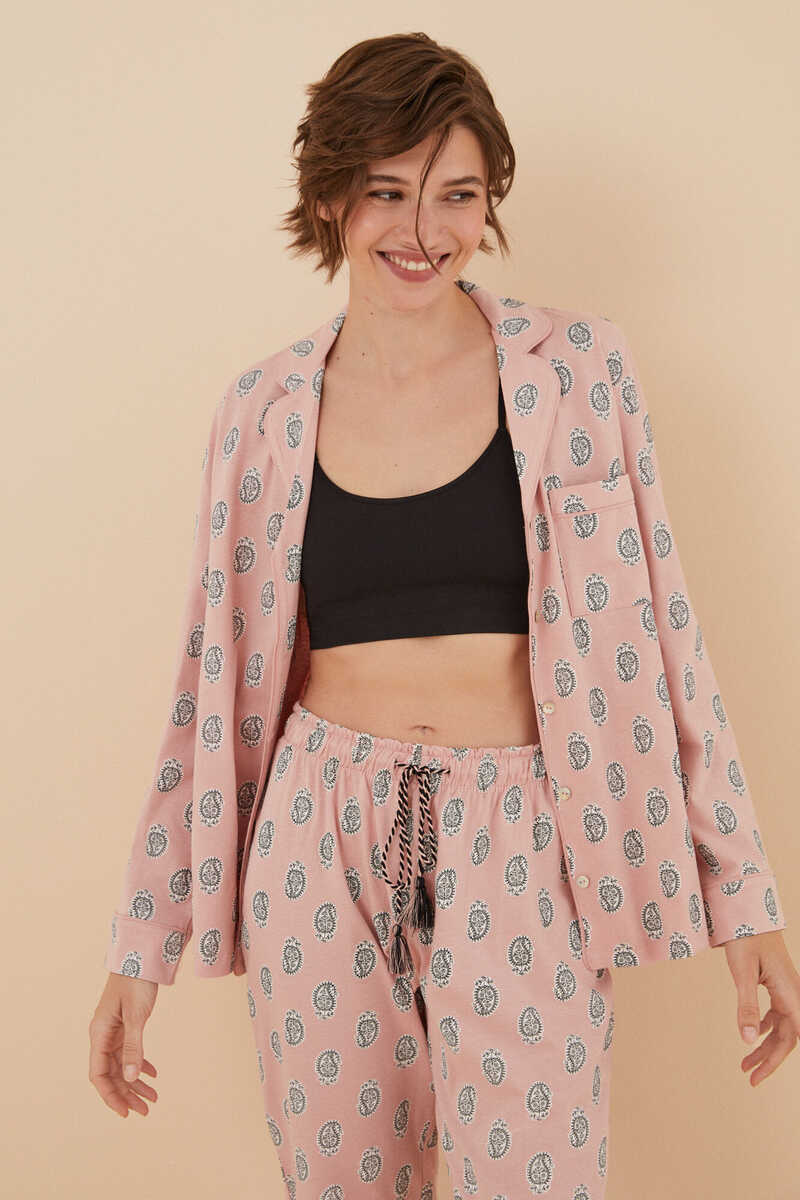 Womensecret Pijama camisera 100% algodón boho rosa rosa
