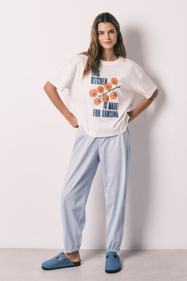 Women'secret Playera de manga corta 100% algod&oacute;n blanca marfil