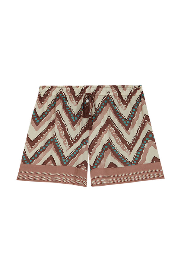 Womensecret Pantalón de viscosa con estampado tribal  café