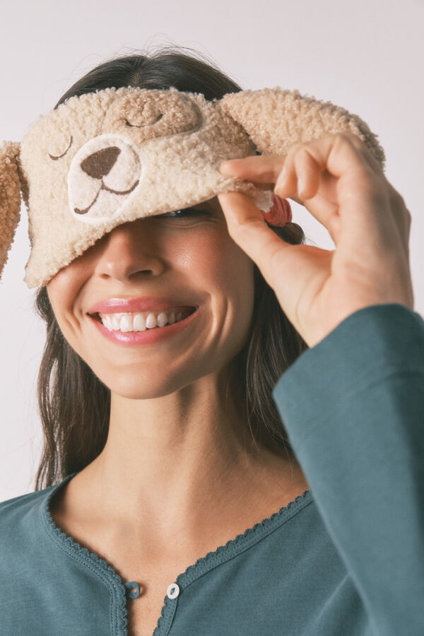 Women'secret Máscara de terciopelo con orejas de perro 3D beige