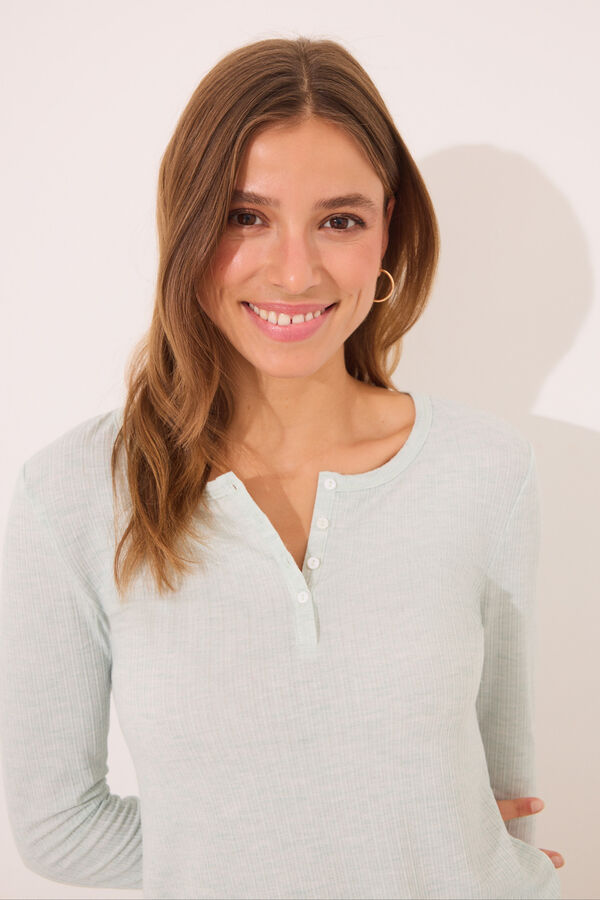 Womensecret Pijama larga de rayas verdes verde