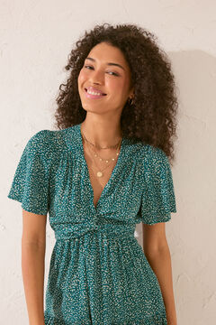 Womensecret Vestido corto estampado lazo cintura estampado