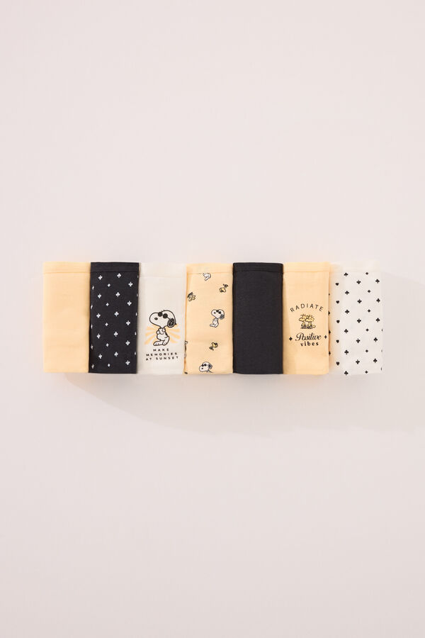 Womensecret Pack de 7 panties anchas de algodón con estampado de Snoopy estampado