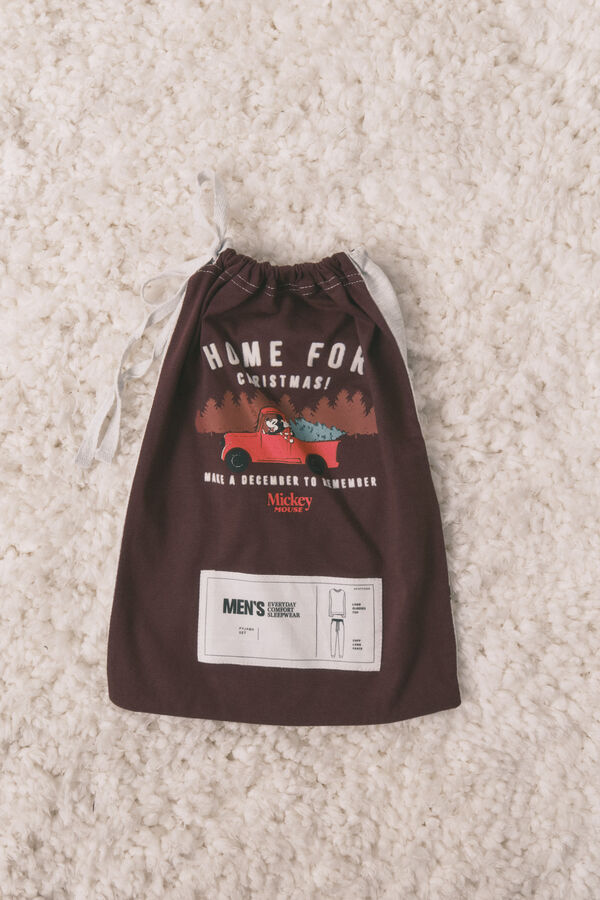 Women'secret Pijama larga de Mickey Mouse 100% algod&oacute;n para hombre p&uacute;rpura