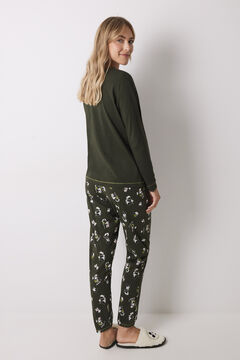 Womensecret Pijama larga de Mickey y Minnie kaki