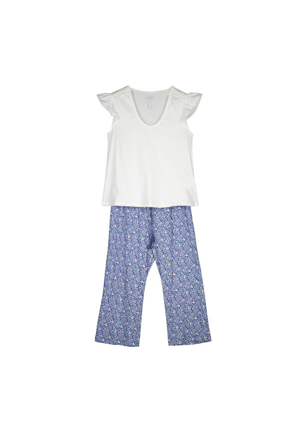 Womensecret Pijama Capri flores 100% algodón azul