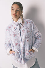 Women'secret Bata de polar con imitaci&oacute;n pelo Jacquard azul