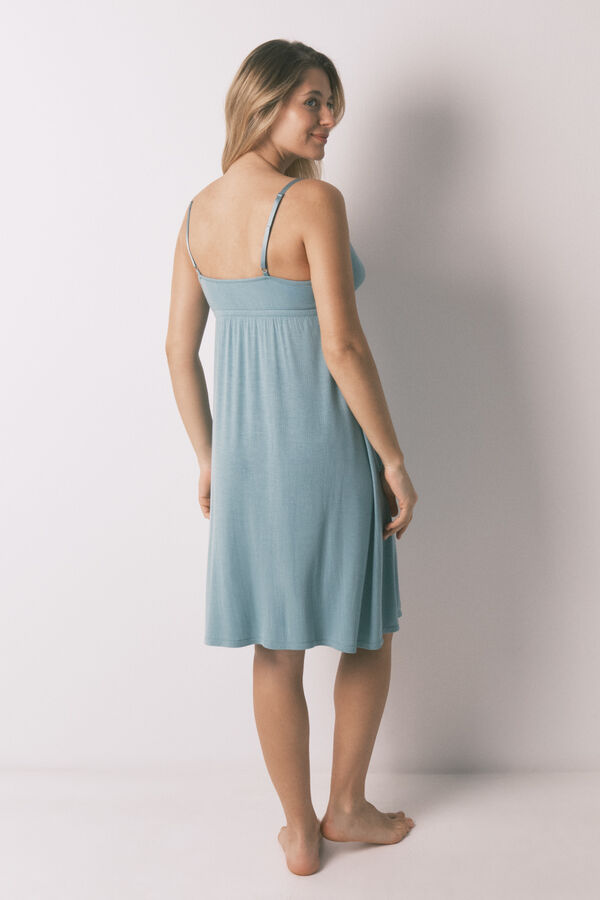 Women'secret Camis&oacute;n midi maternity de tirantes acanalado verde azul