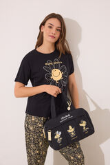 Womensecret Neceser grande de nailon negro con diseño de Snoopy negro