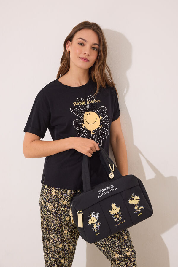 Womensecret Neceser grande de nailon negro con diseño de Snoopy negro