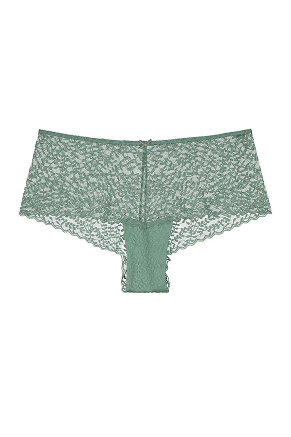 Womensecret Panty brasileño ancho encaje verde claro verde