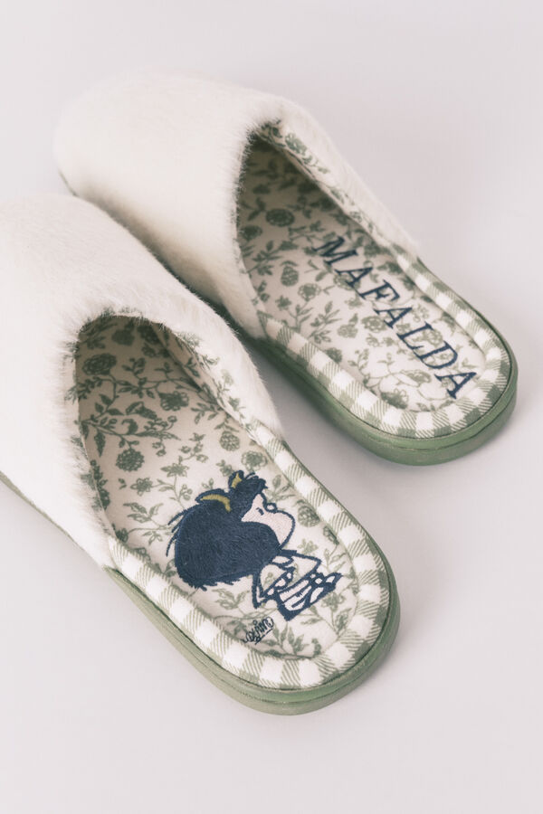 Womensecret Pantuflas para casa cerradas blancas Mafalda  marfil