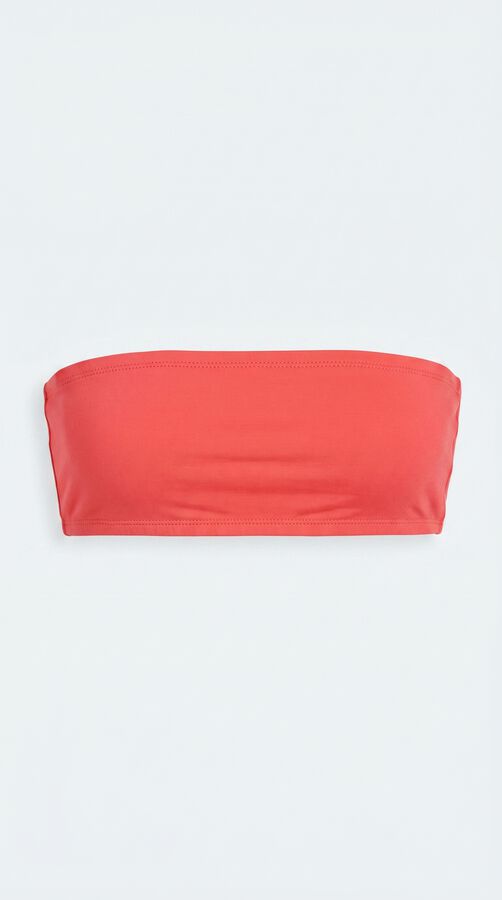 HI&BYE Top de bikini bandeau liso rojo rojo
