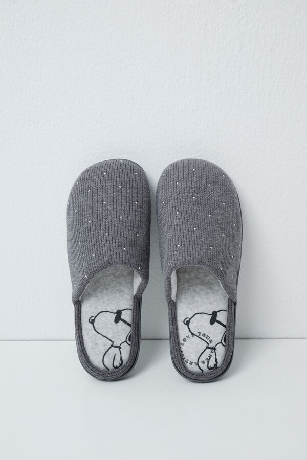 Women'secret Pantunflas Snoopy con tachas gris gris