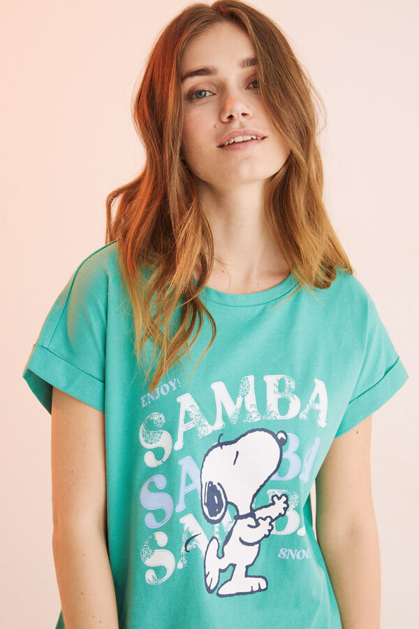 Womensecret Pijama pirata Snoopy 100% algodón piñas verde