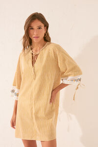 Women'secret Túnica midi de algodón a rayas con borde