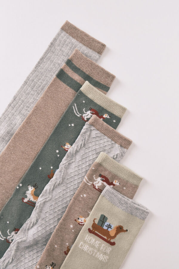 Women'secret Paquete de 6 calcetines largos de algodón para perros  verde