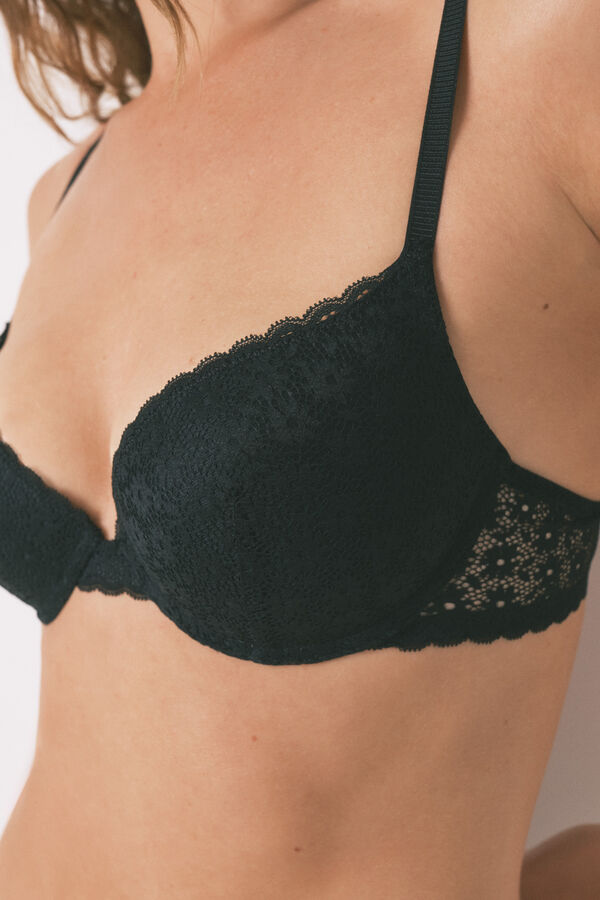 Womensecret GORGEOUS brasier push-up de encaje de flores negro negro