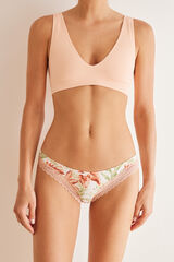 Women'secret Braga cl&aacute;sica microfibra flores morado/lila