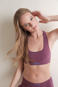 Womensecret Top deportivo sin costuras de canalé burdeos  púrpura