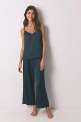 Women'secret Pijama larga satén azul azul