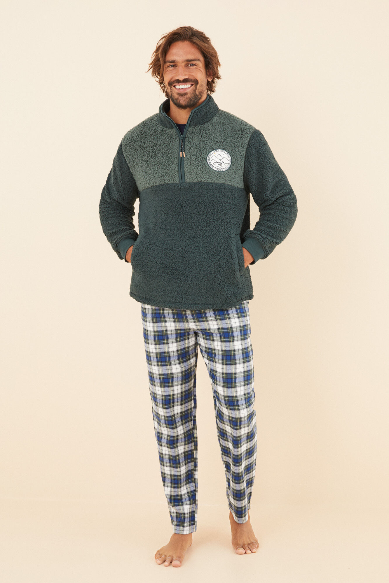 Sudadera hombre borreguito verde