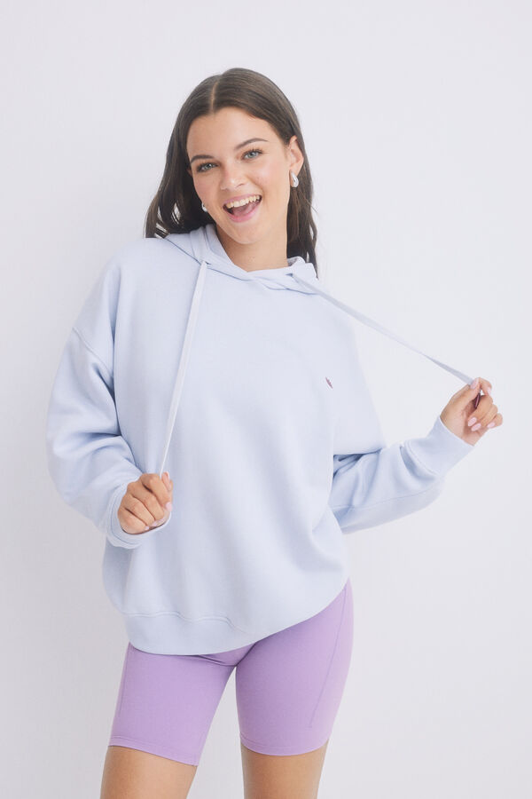 Womensecret Sudadera capucha felpa azul logo azul