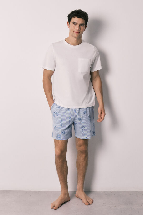 Women'secret Pijama corta de hombre de algod&oacute;n Family Collection marfil