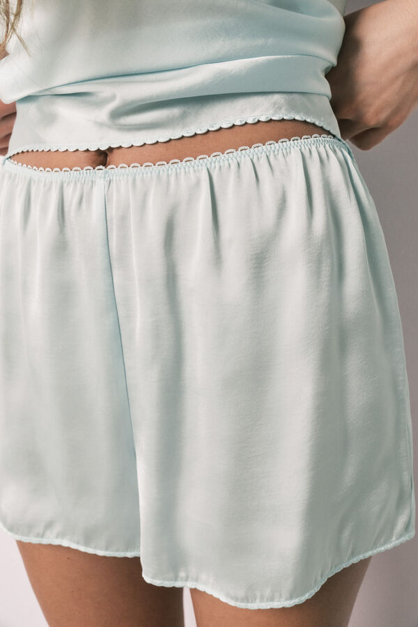 Women'secret Pijama corta de sat&eacute;n verde verde