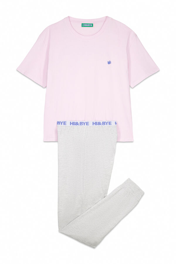 HI&BYE Pijama de algodón con estampado rosa rosa