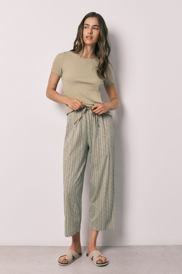Women'secret Pijama larga de manga corta de algod&oacute;n kaki