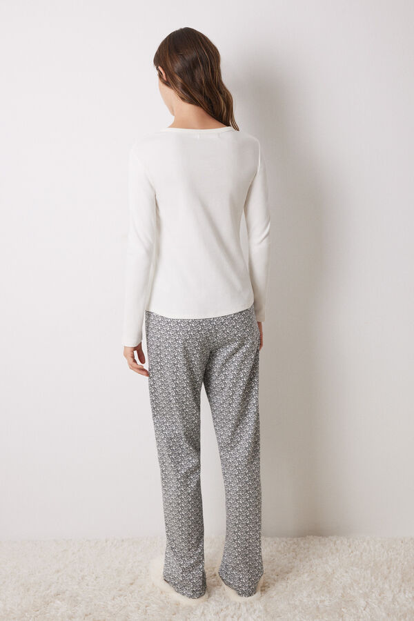 Womensecret Pijama larga paisley blanca gris