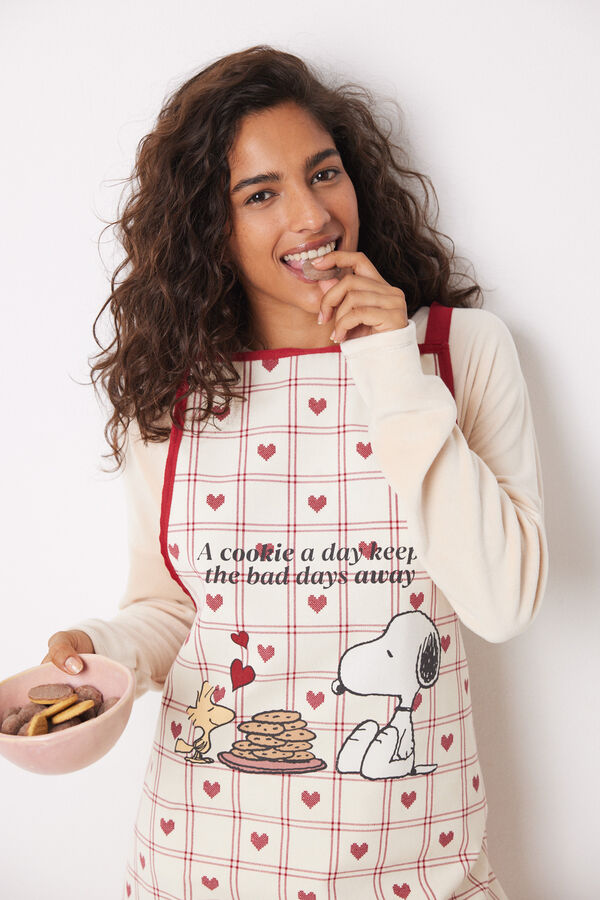 Womensecret Delantal cuadros Snoopy blanco