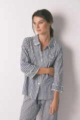 Women'secret Pijama camisera largo 100% cuadros vichy azul