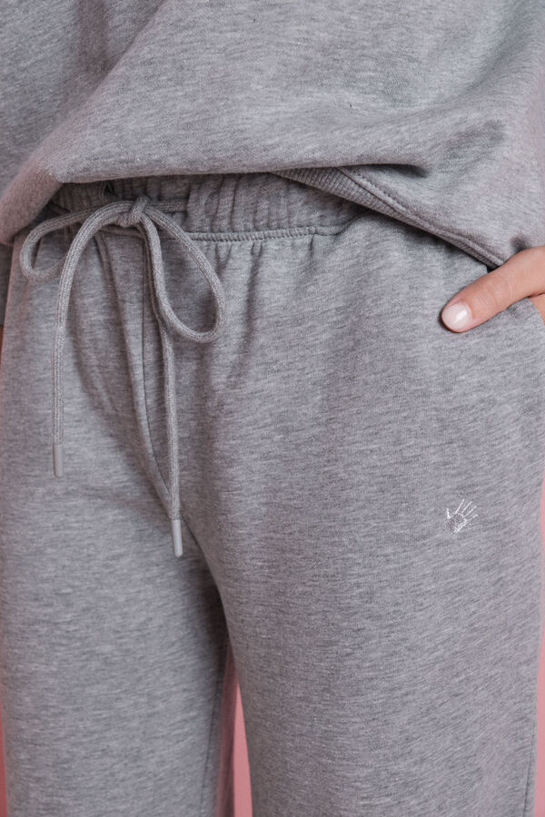 HI&BYE Pantalón largo acampanado de felpa gris gris