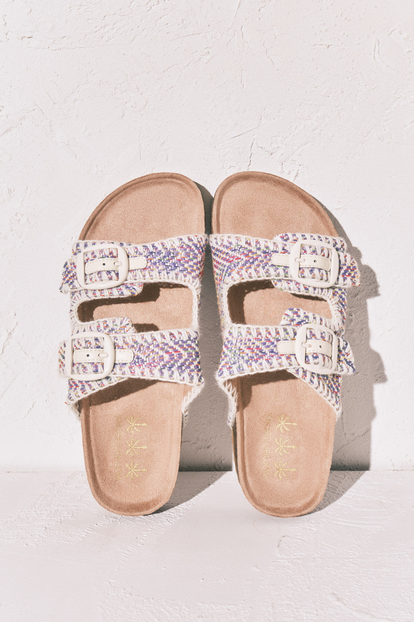 Women'secret Sandalia bio de tiras de tejido pespunteado