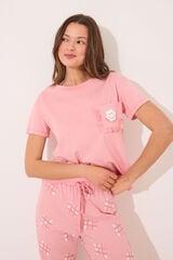 Womensecret Pijama Smiley rosa 100% algodón rosa