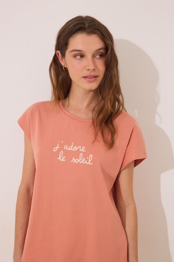 Womensecret Pijama de estar por casa de algodón naranja con hojas naranja