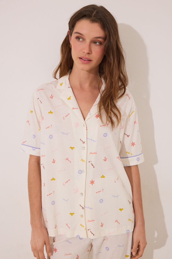 Womensecret Pijama camisera 100% algodón con estampado “J´ADORE” estampado