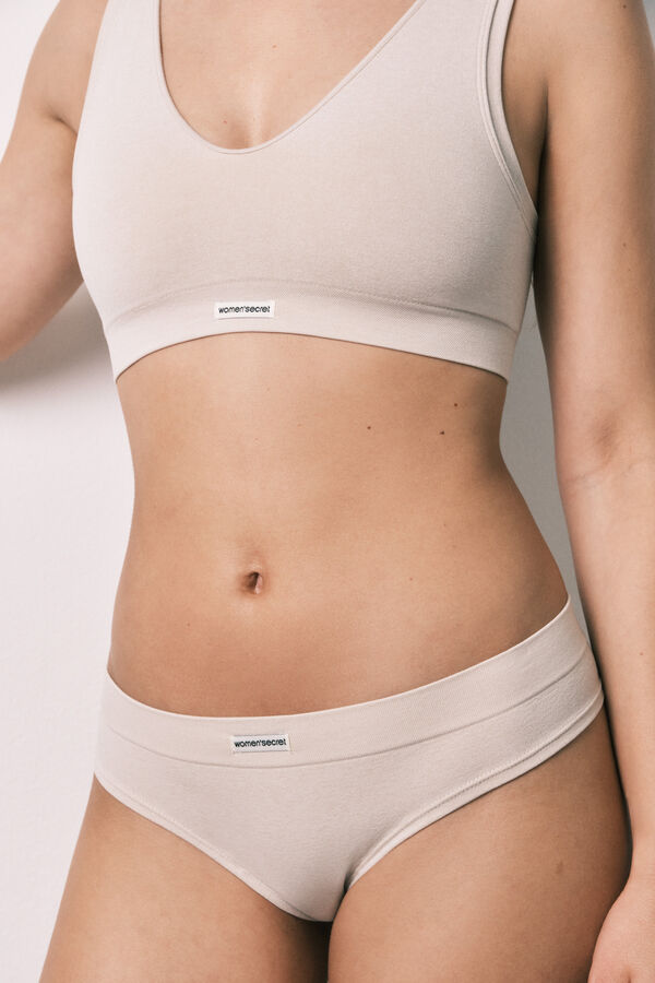 Women'secret Tanga sin costuras beige beige