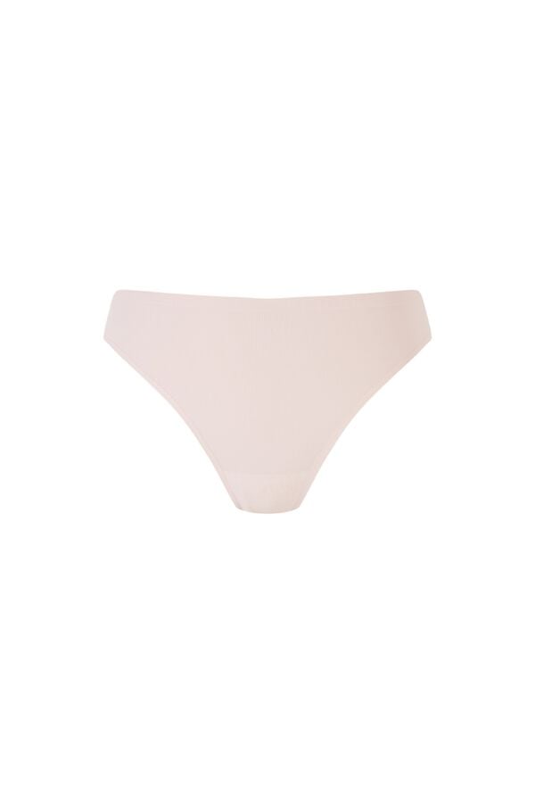 Women'secret Tanga microfibra acanalado nude beige