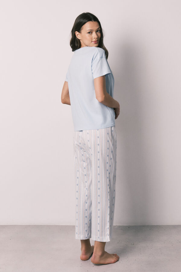 Women'secret Pijama capri de algod&oacute;n azul azul