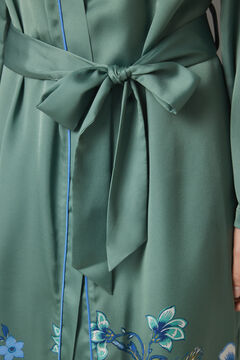 Womensecret Bata midi satén verde flores verde