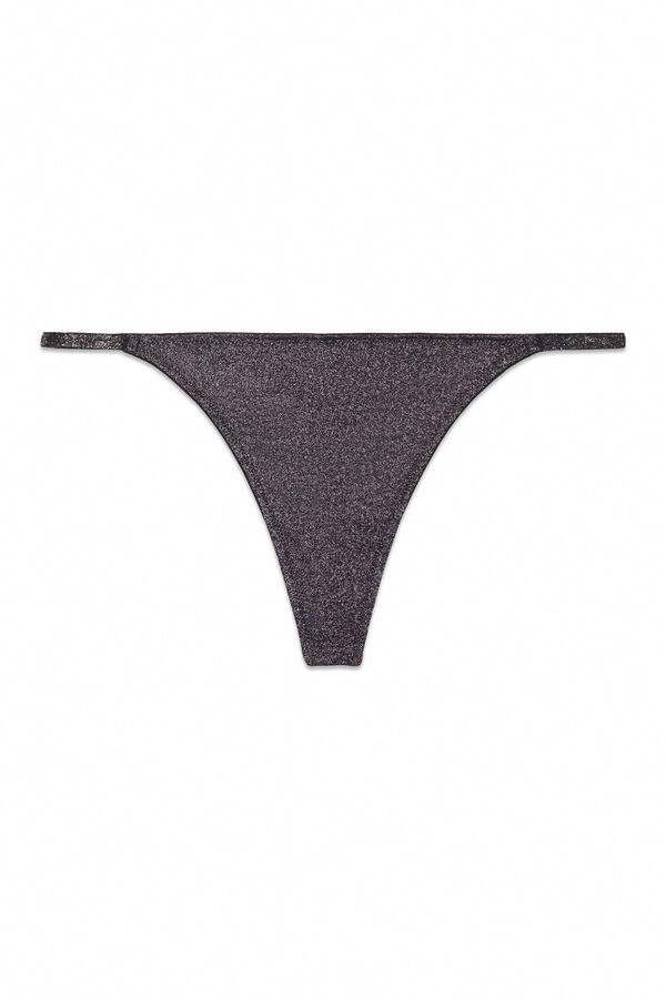 Womensecret Tanga de terciopelo negro y lurex negro
