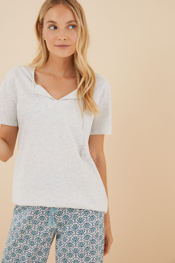 Womensecret Pijama 100% algodón Capri gris claro gris