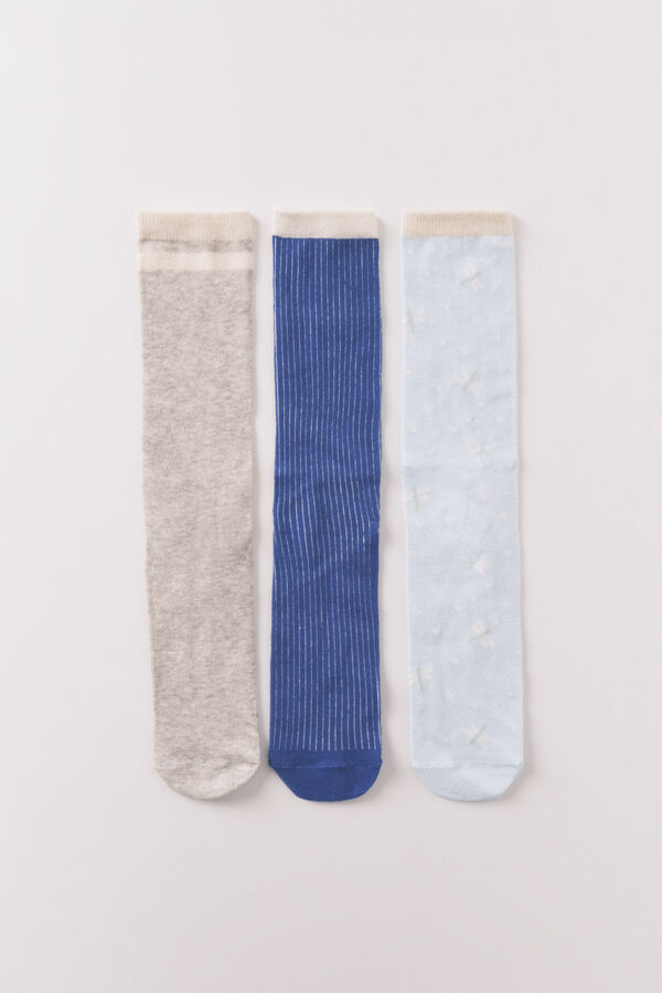 Women'secret Paquete de 3 calcetines largos con estampado de lib&eacute;lula estampado