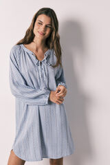 Women'secret Playera de dormir corta de viscosa estampado de rayas azul estampado