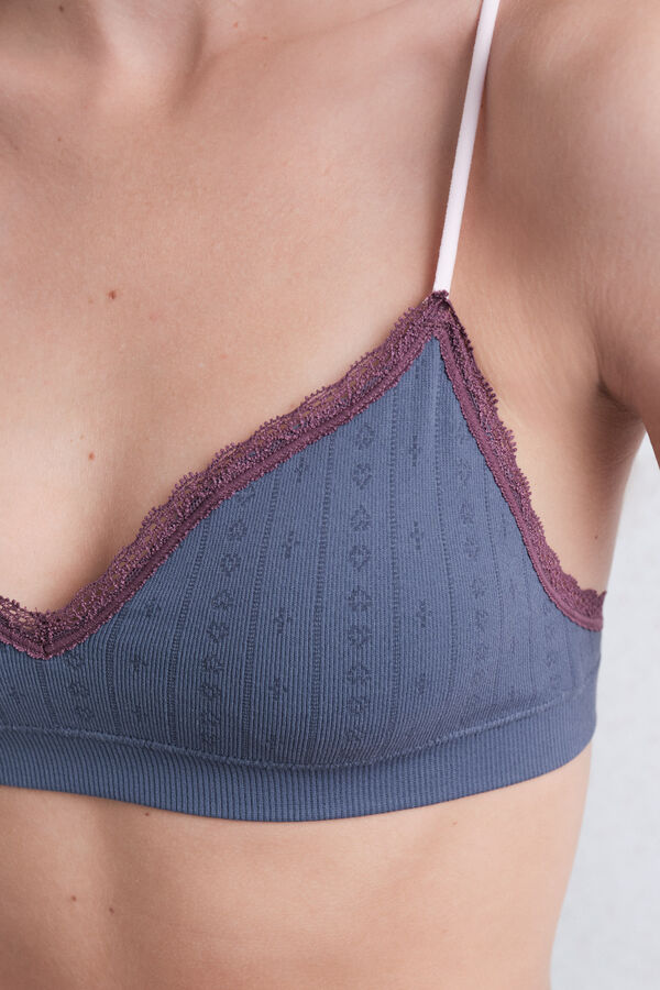 Womensecret Brasier de pointelle azul sin costuras  azul
