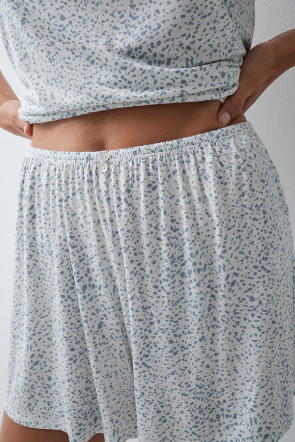Women'secret Pijama corta de tirantes con estampado animal azul